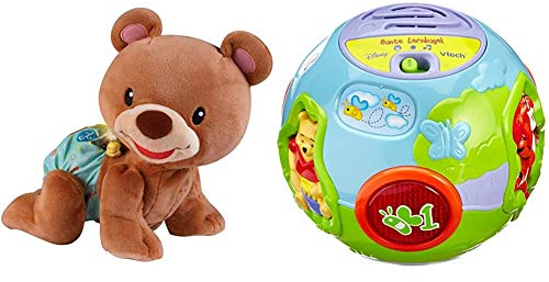 Vtech Baby 80-181104 - Motorikspielzeug - Krabbel mit Mir - Bär & 80-106104 - Winnie Puuhs Bunte Lernkugel