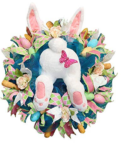 Hetangyuese Ostern Deko Ostern Kranz Hase Eier Kranz Künstliche Kranz Türkranz Wandkranz für Hochzeit Party Garten Wanddekoration