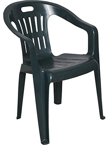 Dmora - Gartenstühle Bisceglie, Gartensitz, Für drinnen und draußen, Mit Armlehnen und stapelbar, Made in Italy, 56x55 h78 cm, Grün