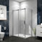 Porta Scorrevole con Parete Fissa Misura 140x90 cm per Box Doccia Angolare Alto 195 cm in Vetro Temperato Trasparente Anticalcare da 8 mm Cromato Lucido
