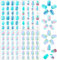 96 Stück Mädchen Aufdrücken Nägel Vollabdeckung Kurze Kindernägel Künstliche Nagelspitzen für Kinder Falsche Fingernägel Kinder Nagelkunst Dekoration (Blue Theme)