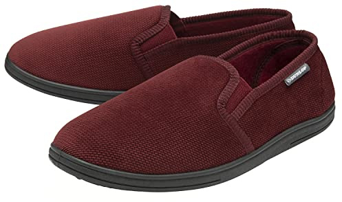 DUNLOP House Slippers for Men | Dunlop | Memory Foam | Indoor Home Bedroom | Comfortable | Fleece (10 UK, Bordo, numeric_10)