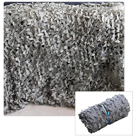 Xrdbfd Filet De Camouflage Renforcé, Filet Camo Chasse, pour Décoration Militaire, Ombrage De Pergola, Filet De Camouflage Gris 2x3m/4x5m, Filet D'ombrage Imperméable Oxford 210d,1.5x1m(4.9 * 3.3ft)