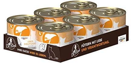 Dr. Link Spezial-Diät Katzenfutter speziell für die Leber, Proteinquelle Huhn & Pute, für Katzen & Kater - Stoffwechsel, Elektrolytausgleich, Unterstützung der Leberfunktion - 6x200g Dose