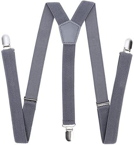 irisaa Hosenträger Damen Y-Form für Arbeitshosen Skihose Fest, Unifarbe mit 3er Starken Clips, 2.5cm Breit, Unisex, HT Farbe:Anthrazit