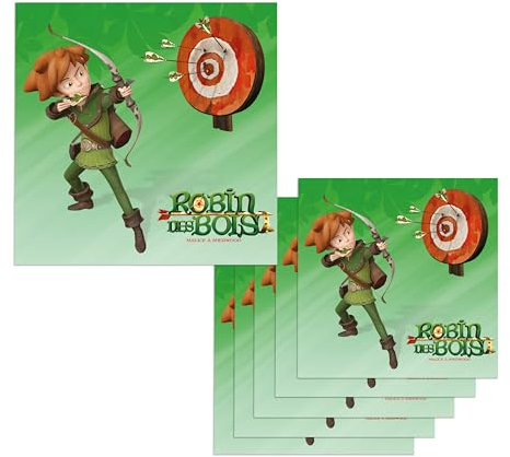 P'TIT Clown - 14069 – Papierservietten Robin des Hood – offizielles Lizenzprodukt – perfekt für Kindergeburtstag – 6 Stück – 33 x 33 cm