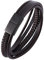 Skcess Männer Schmuck Schwarz，Herren Armbänder Leder 5-Lagiges Lederarmband Rostfreier Stahl Bracelet Men 16.5cm