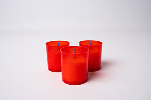 La Briantina Set 3 Lumini Votivi in Cera Bianca di Paraffina, Contenitore Rosso, h6xø5 cm, 3 Pezzi, Durata 20 Ore Circa, LUM06222A