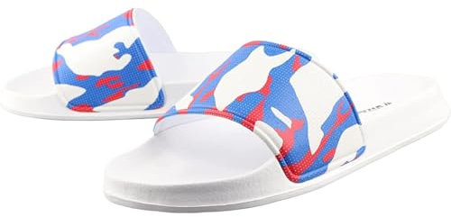 Vizari Men's Slide Sandals - Comfortable, Lightweight, and Durable for Post-Game Recovery & Everyday Wear, White, 9 Narrow