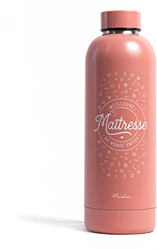 Manahia bouteille isotherme cadeau maîtresse - Meilleure maîtresse du monde entier - 500ml - acier inoxydable - idee cadeau maitresse d'école - cadeau personnalisé maîtresse - merci maîtresse