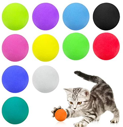 TIESOME Katzenspielzeug Bälle, 12 Pcs interaktive Kätzchen Spielzeug Katze Bälle für Indoor-Kätzchen Schaumstoff interaktive Katze Spielzeug Schwamm Spielen Ball Spielzeug(Durchmesser 4cm)