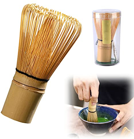 Matcha Whisk, 100 Prong Natural Bamboo Green Tea Whisk Handmade Reusable Chasen, Tea Ceremony Accessory Matcha Brush for Stirring Matcha Powder, Making Matcha