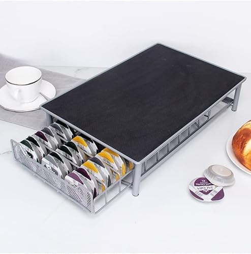 Porte-capsules de café tiroir pour rangement de capsules de café Gusto et Vertuoline avec capacité -28 * 42 * 9.5cm gris