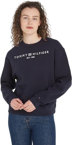 Tommy Hilfiger Women Mdrn Reg Corp Logo C-NK Swtshrt Sweatshirts, Blue, M