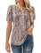 EFFAN Womens Tops Short Sleeve V Neck Pleated T Shirts Casual Floral Printed Longline Tunic Blouse Floral Pink XL (UK 18-20)
