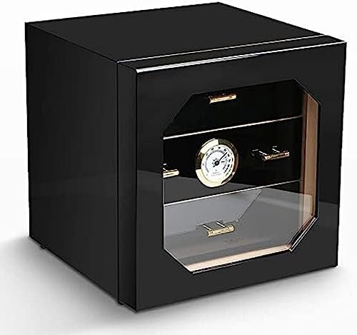 Schwarzer Zigarren-Humidor, Zigarrenbox, Humidor (3 Schubladen), Glänzendes Klavierlack, Mit Zedernholz Ausgekleidet, Zigarrenzubehör, Zigarrengeschenke Für Männer, Fasst 50 Zigarren, Gutes Design