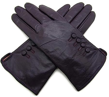 TheGloveHut Damen Echtes Weiches Leder Handschuhe Voll Gefüttert (Lila, Klein 6.5 )