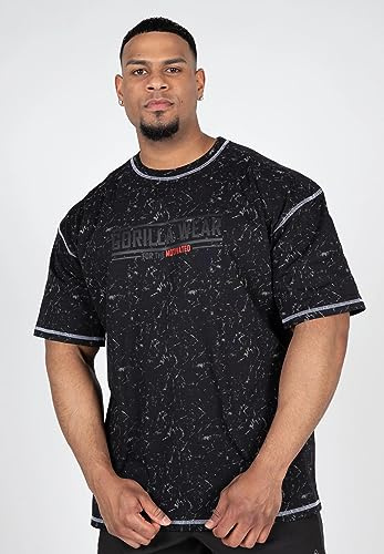T-Shirt in Übergröße - Saginaw - Schwarz gewaschen