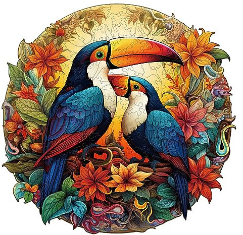 CHARMIBLE Wooden Jigsaw Puzzle for Adults and Kids - 35x34.4cm With Box, Perfect for Home Decor and Gifts (Colorful Toucan - 300pcs)