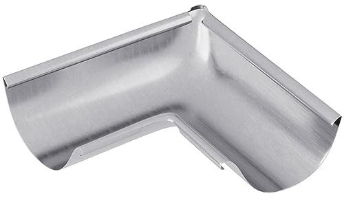 Baumeister.tech Rinnenwinkel 90 Grad für Dachrinne halbrund, Dachrinnewinkel Innenecke aus Titanzink, Rinnenwinkel mit hohem Wasserdurchfluss zum Rinnensystem 8tlg/250-100 mm