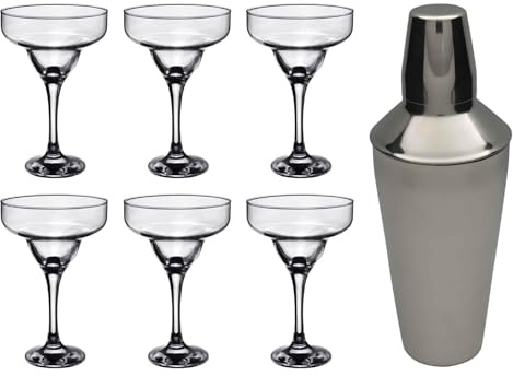 Rink Drink 7 Piece Margarita Cocktail Shaker Set - Classic Style Party Drinking Barware - 295ml - Clear