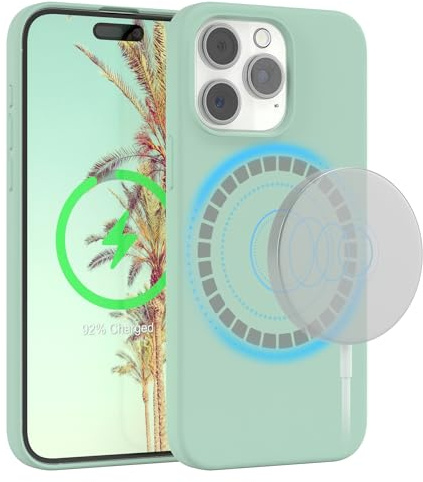 EAZY CASE - Silikonhülle kompatibel mit iPhone 15 Pro Max Hülle mit Qi Charging Silikon Case weich stoßfeste Handyhülle Schutzhülle Kameraschutz Dünn Schutz Cover TPU Bumper in Mint Grün