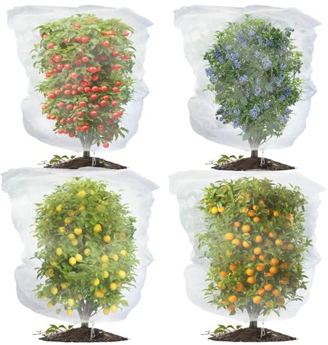 Evoio 4 Pack Plant Netting 200 x 200cm Blueberry Bushes Cover Mesh Garden Netting Barrier Cover Bags for Bird Vegetable Fruits Tree