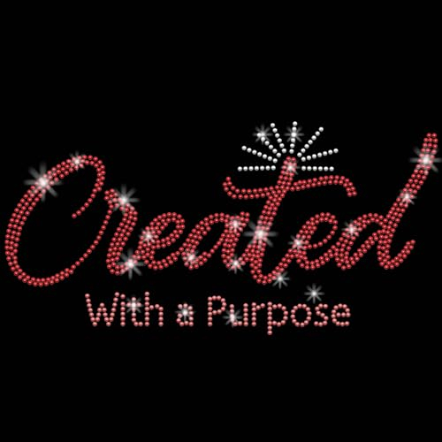 PLIGREAT Erstellt mit einem Zweck Kunst Strass Brief Strass Aufbügeln Hotfix Kleidung DIY Dekor Bügelbild für Weste Jacke Jeans T-Shirt Rucksäcke Hüte Bügel Transfer Patches
