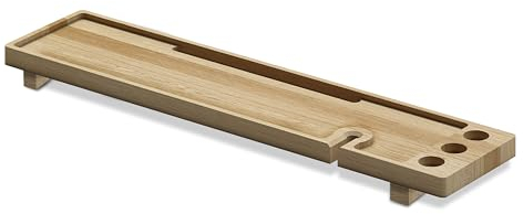 Artforma Holztablett für die Badewanne aus echtem Holz mit Platz für 3 Kerzen, einem Halter für Weingläser und einem Fach für Tablet | 86x7x20 cm | Badewannenbrett - Natürliche | Badewannenregal