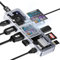 DOCKASE Smart USB-C Hub 10-in-1 Explorer Edition, Dual 4K@60Hz Display, PD 3.0 100W, RJ45 Ethernet, 2 USB 3.2, 2 USB 2.0, UHS-II SD/TF Card Reader, USB C Dock für MacBook Pro/Air, Dell XPS, Silber