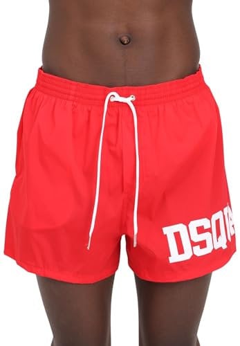 DSQUARED2 Shorts Mare Rossi da Uomo con Stampa Logo Laterale 52