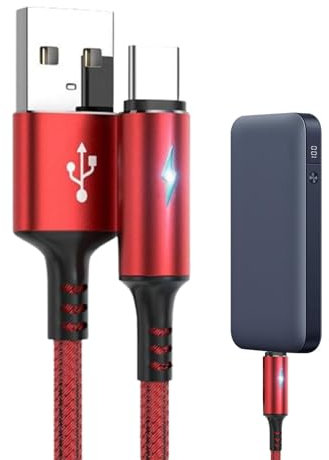 COMFOLIVING Cavo Di Ricarica Rapido, Cavo USB LED Luminoso E Durevole, Cavo USB Universale Di Tipo C, 25 cm, Compatibile Con Dispositivi Con Porta Di Tipo C