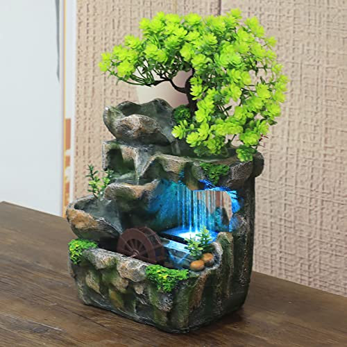 Fontaine d'intérieur Cascade Décoration de Table avec éclairage LED changeant de Couleur Cascade de méditation Zen