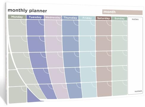 BBRGIRL Monatsplaner-Notizblock – undatierter Monatsplaner mit 52 Blatt, Monatskalender-Notizblock, Schreibtischplaner für Kalender, Planer und Organizer, A4, 20,3 x 27,9 cm, 52 Blatt