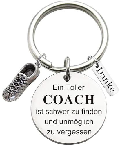 Tecreo Edelstahl Schlüsselanhänger mit Gravur Ein Toller Coach ist schwer zu finden und unmöglich zu vergessen Schlüsselring Lehrer Coach Keychain Geschenk für Lehrertag, Sportschuh Dekor