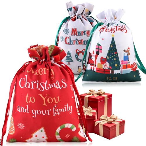 Homealexa Taschen für Adventskalender, Schmuck Partygeschenke und Bastelarbeiten Jutebeutel Stoffbeutel für gefüllte Weihnachten (Weihnachten)