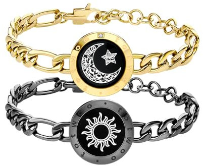 TOTWOO Pärchen Armband Paar Geschenke Partnerarmband Langstreckenberührung Pärchen Geschenke Liebes Fernbeziehung Geschenk für Sie Vibration & Aufleuchten für Liebespaare