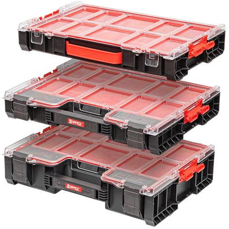 Qbrick System Boîte À Outils Vide Caisse À Outils Organiseur Boîte De Rangement 452 x 296 x 79 mm Noir Rouge PRO Organizer 100 MFI