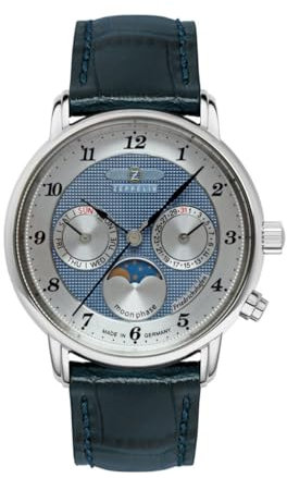 Zeppelin Damenuhr Serie Friedrichshafen mit Mondphase und Lederarmband 8537-3