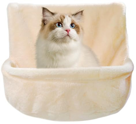 Katzenhängematte Mit Stuhllehne | Stabile Katzen-Hängematte | Plüsch Katzen Heizungsliege Mit Langlebigem Eisenrahmen - Weiches Warme Katzen-Hängebett Katzenbett Für Heizungen
