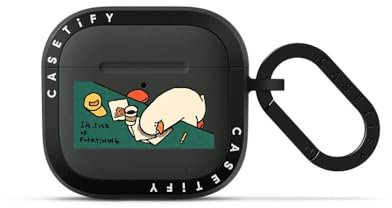 CASETiFY Bounce AirPods (4. Generation) Hülle mit Ring [Militärqualität Falltest/2 m Fallschutz/Anti-Kratz] – I'm sick of everything – Charcoal