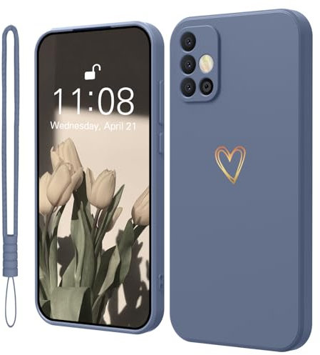 Mitetabo Hülle für Handyhülle Samsung Galaxy A51 5G Silikon mit Gold Liebesherz,Samsung A51 Hülle Dünn Gold Love Schutzhülle Slim Kratzfeste Rundumschutz Case für Samsung Galaxy A51 Sterngrau
