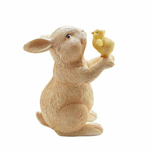 Loberon Deko-Hase Raniah, Detailreich Handbemalt, Naturnah Gestaltet, Ostern, Osterdekoration, Tierfigur, Polyresin, beige