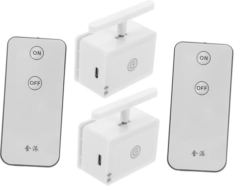 Uonlytech Poussoir de Bouton sans Fil pour Lampes avec Télécommande, 2 Sets, Contrôle à Distance Longue Portée, Matériau Abs, pour Chambre et Environnements de Travail