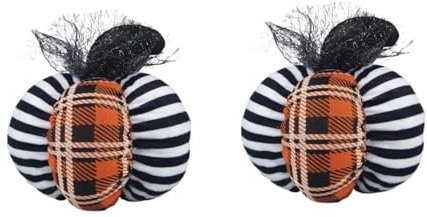 TOPBATHY 2pcs Small Artificial Pumpkins Centerpiece Witch Hat for Decorations Painting for Autumn Fall Thanksgiving Halloween Decor