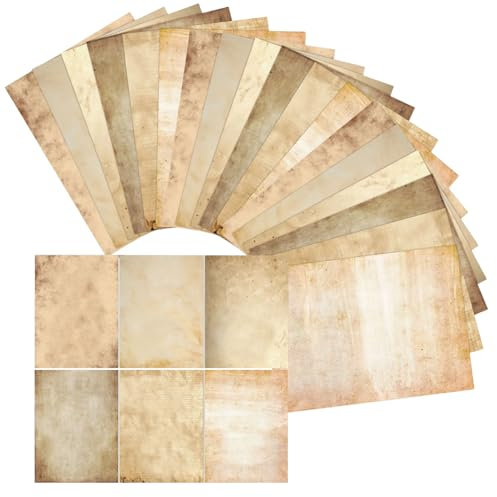 48 Sheets Vintage Letter Paper 100GSM Thickened A4 Blank Parchment Paper for Writing Antique Textured Double Side Printing Writing Papers for Certificate Crafts Business Cards