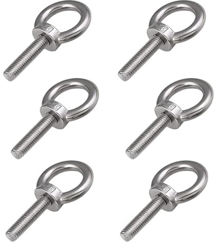 Bebochoi 6 Pièces M8*50 Boulon À Anneau, Acier Inoxydable 304 Boulons, Boulons àœil Filetage Mâle, Vis pour Anneau de Levage, pour Marin et Équipements de Levage d'Ingénierie