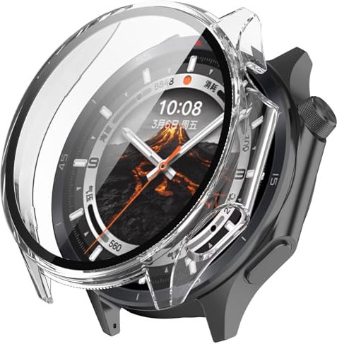 FANYUAN Custodia Protettiva per Huawei Watch Ultimate + Pellicola Temperata, Materiale PC, Pellicola HD, Anti-Graffio, Cover Compatibile con Huawei Watch Ultimate.(Trasparente)