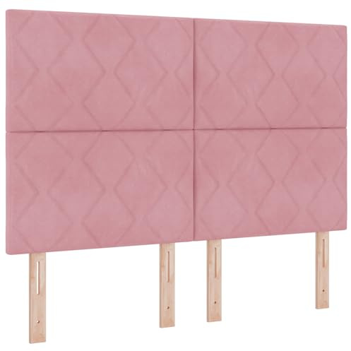vidaXL Kopfteil mit Diamantblockdesign in Pink - 140cm Samt | Höhenverstellbar, Wandmontage, Bequemer Stoff für Moderne Schlafzimmer