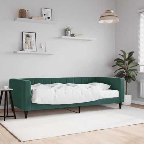 Emmtore Tagesbett Sofabett Schlafsofa für Schlafzimmer Wohnzimmer, Bettsofa Sofa, Modernes Design mit Matratze Dunkelgrün 90x200 cm Samt
